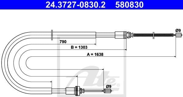 Cable Pull, parking brake 24.3727-0830.2