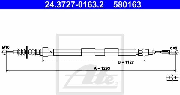 Cable Pull, parking brake 24.3727-0163.2