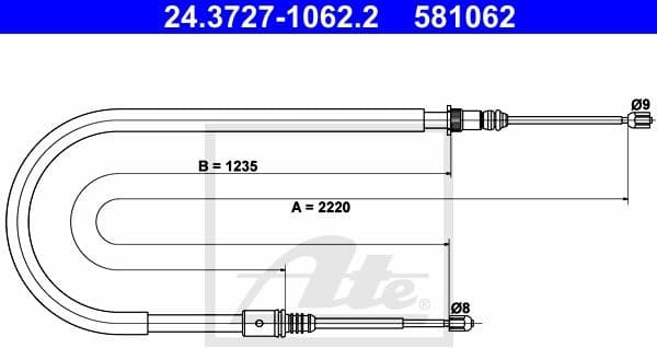 Cable Pull, parking brake 24.3727-1062.2