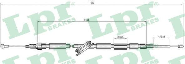Cable Pull, parking brake C1519B
