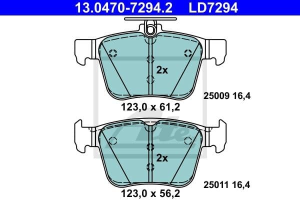 Brake Pad Set, disc brake ATE Ceramic 13.0470-7294.2