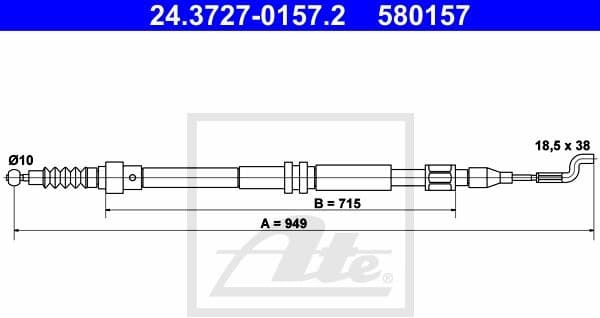 Cable Pull, parking brake 24.3727-0157.2