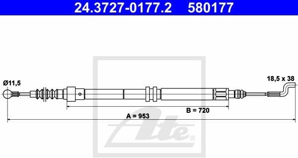 Cable Pull, parking brake 24.3727-0177.2