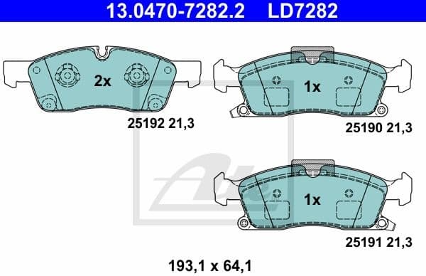 Brake Pad Set, disc brake ATE Ceramic 13.0470-7282.2