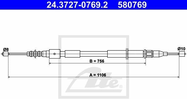 Cable Pull, parking brake 24.3727-0769.2