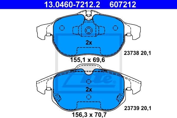 Brake Pad Set, disc brake 13.0460-7212.2