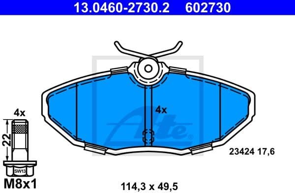 Brake Pad Set, disc brake 13.0460-2730.2