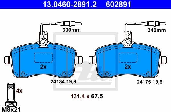 Brake Pad Set, disc brake 13.0460-2891.2