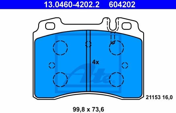 Brake Pad Set, disc brake 13.0460-4202.2