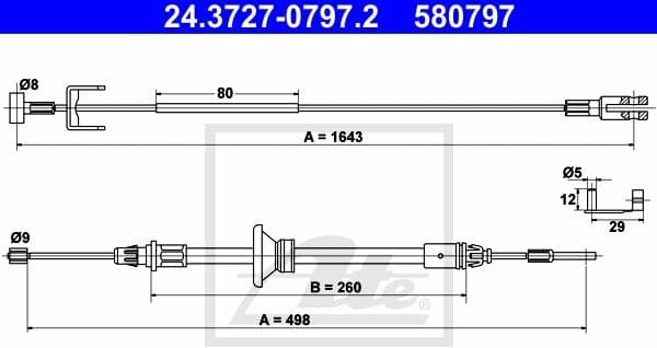Cable Pull, parking brake 24.3727-0797.2