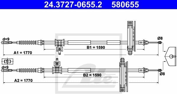 Cable Pull, parking brake 24.3727-0655.2