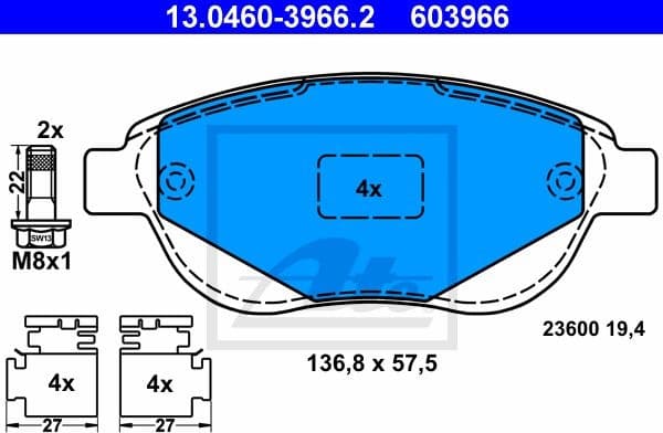 Brake Pad Set, disc brake 13.0460-3966.2