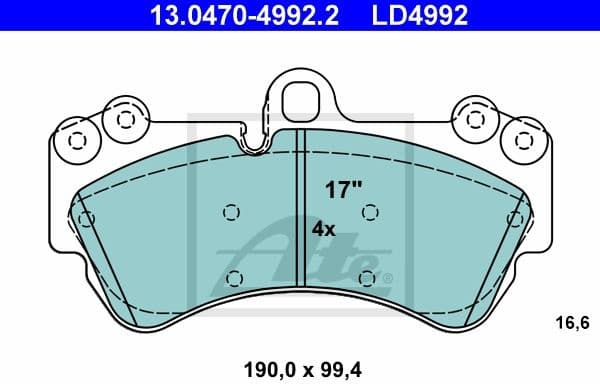 Brake Pad Set, disc brake ATE Ceramic 13.0470-4992.2
