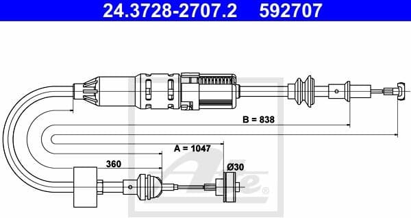 Cable Pull, clutch control 24.3728-2707.2
