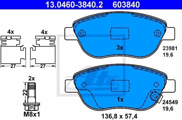 Brake Pad Set, disc brake 13.0460-3840.2