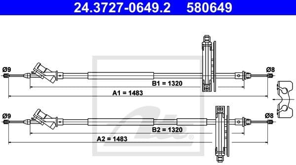 Cable Pull, parking brake 24.3727-0649.2