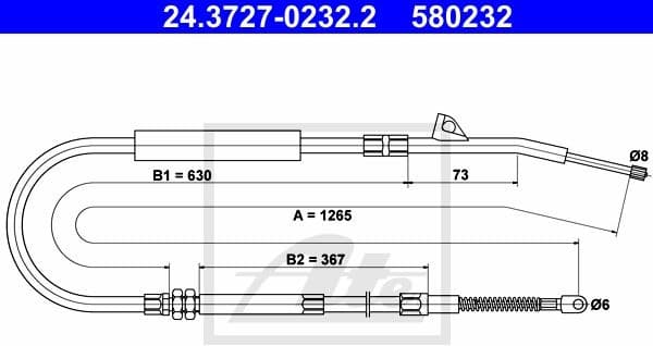Cable Pull, parking brake 24.3727-0232.2