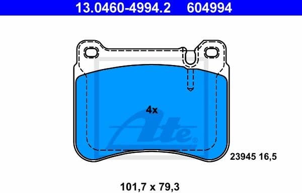 Brake Pad Set, disc brake 13.0460-4994.2