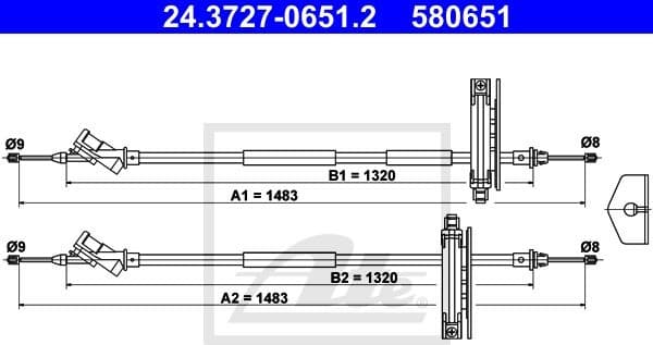 Cable Pull, parking brake 24.3727-0651.2