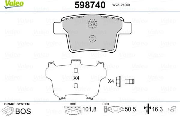 Brake Pad Set, disc brake 598740