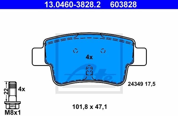 Brake Pad Set, disc brake 13.0460-3828.2