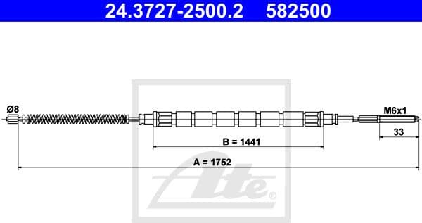Cable Pull, parking brake 24.3727-2500.2