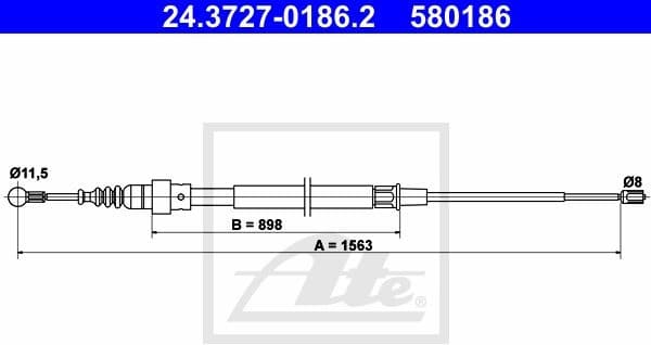 Cable Pull, parking brake 24.3727-0186.2
