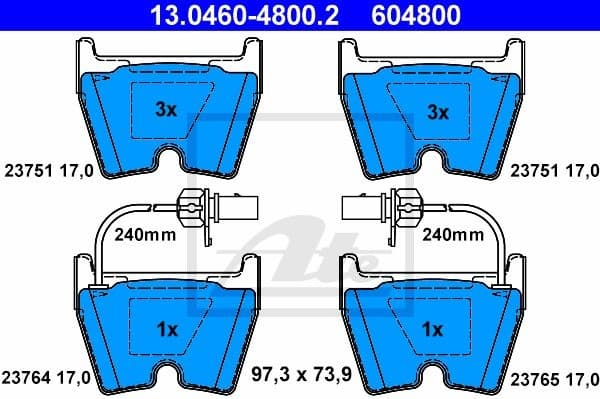 Brake Pad Set, disc brake 13.0460-4800.2