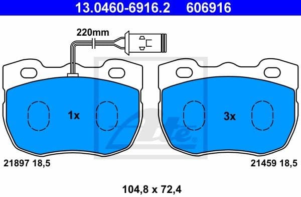 Brake Pad Set, disc brake 13.0460-6916.2