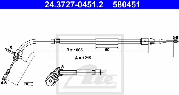 Cable Pull, parking brake 24.3727-0451.2