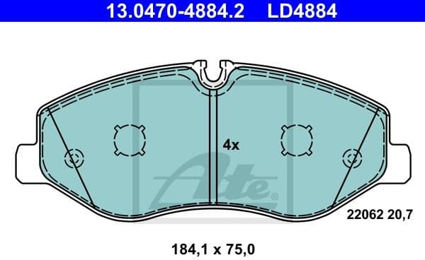 Brake Pad Set, disc brake ATE Ceramic 13.0470-4884.2