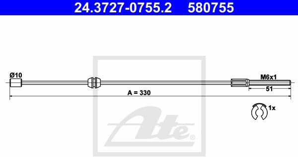 Cable Pull, parking brake 24.3727-0755.2