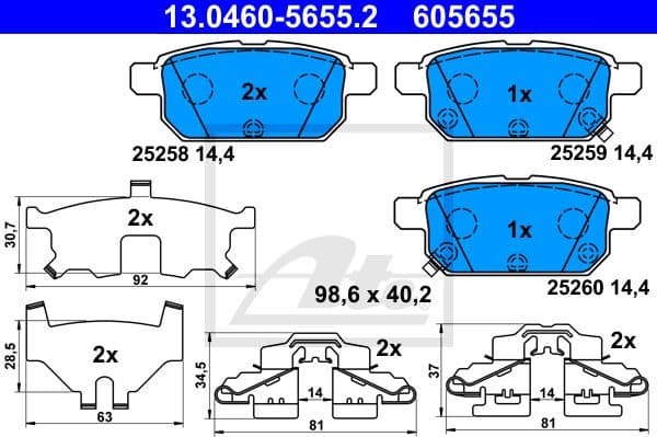 Brake Pad Set, disc brake 13.0460-5655.2