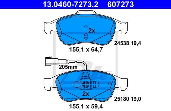 Brake Pad Set, disc brake 13.0460-7273.2