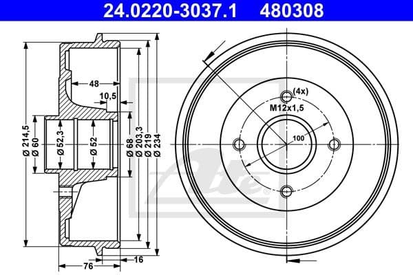 Brake Drum 24.0220-3037.1