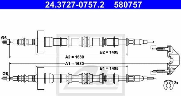 Cable Pull, parking brake 24.3727-0757.2