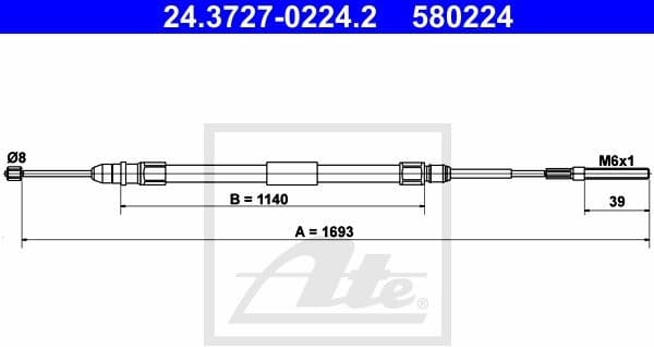 Cable Pull, parking brake 24.3727-0224.2