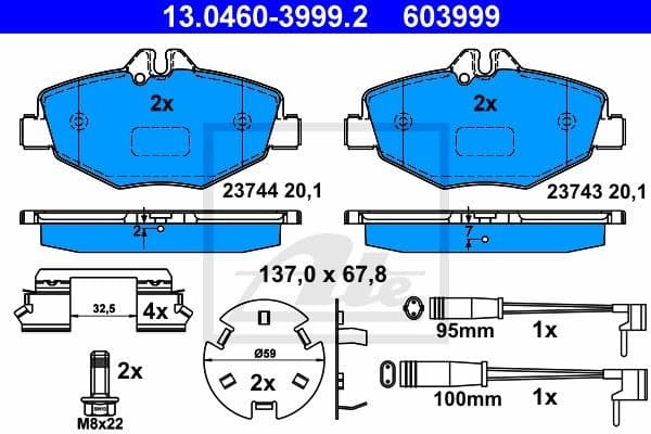 Brake Pad Set, disc brake 13.0460-3999.2
