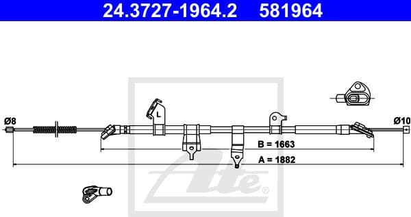 Cable Pull, parking brake 24.3727-1964.2