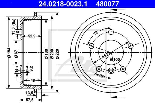 Brake Drum 24.0218-0023.1