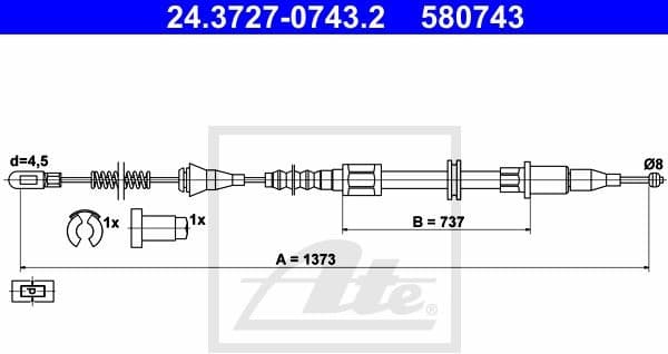 Cable Pull, parking brake 24.3727-0743.2
