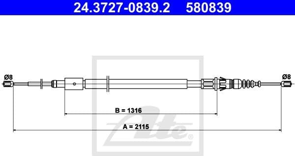 Cable Pull, parking brake 24.3727-0839.2