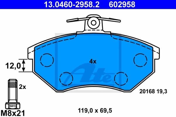 Brake Pad Set, disc brake 13.0460-2958.2