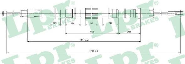 Cable Pull, parking brake C1654B