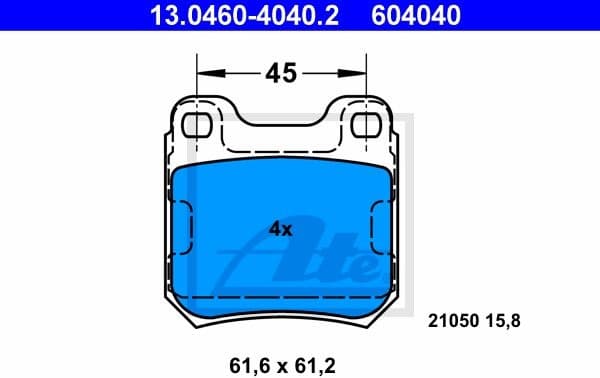 Brake Pad Set, disc brake 13.0460-4040.2