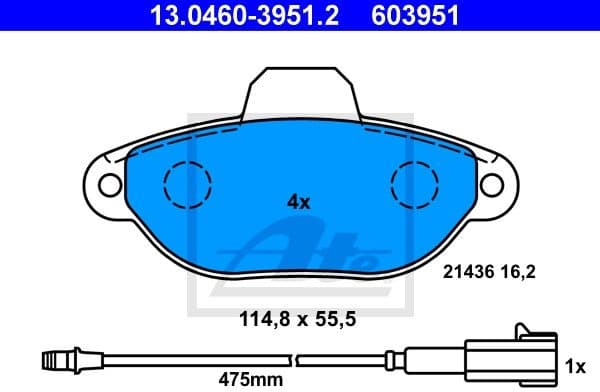 Brake Pad Set, disc brake 13.0460-3951.2