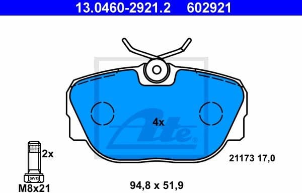 Brake Pad Set, disc brake 13.0460-2921.2