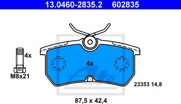 Brake Pad Set, disc brake 13.0460-2835.2