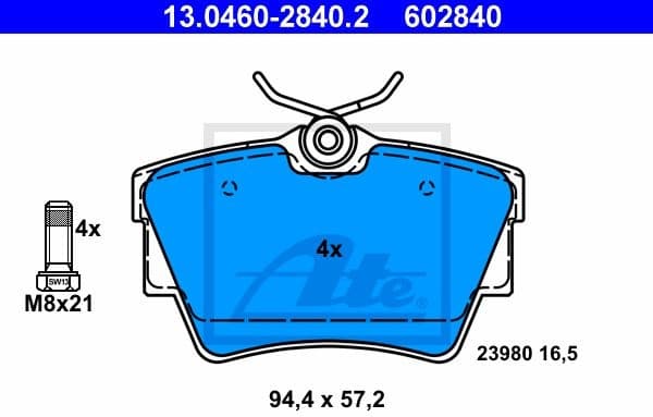 Brake Pad Set, disc brake 13.0460-2840.2
