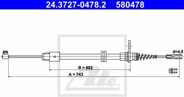 Cable Pull, parking brake 24.3727-0478.2